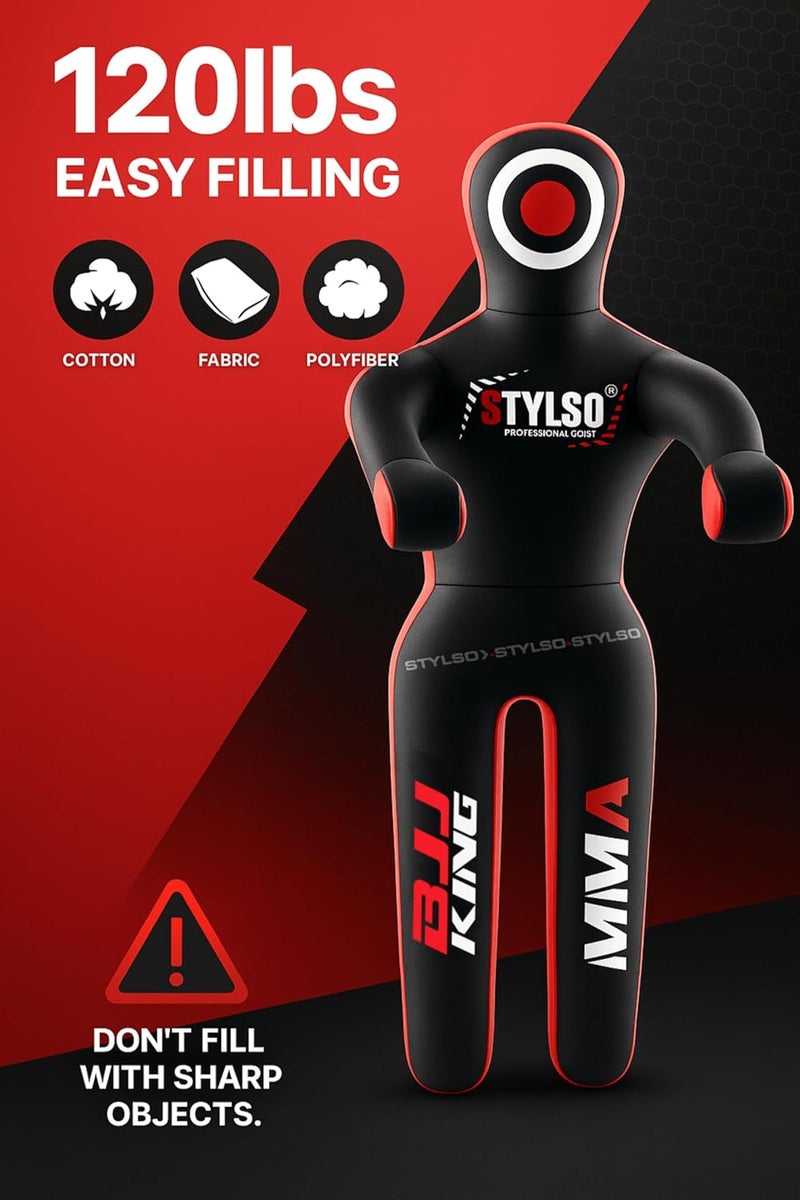 Stylso Un-Filled Grappling Dummy Wrestling Dummy Jiu Jitsu Dummy for BJJ MMA Judo Karate Training Adult Kids and Youth Practice Tackling Dummies - Image 5